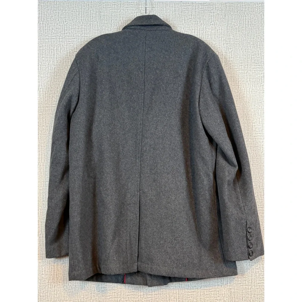 Guess‎ Mens Gray Wool Blend Pea Coat Double Breasted Heavyweight Winter Jacket L